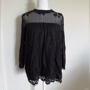 NY&C Tops | Eyelash Lace Mock Neck Blouse